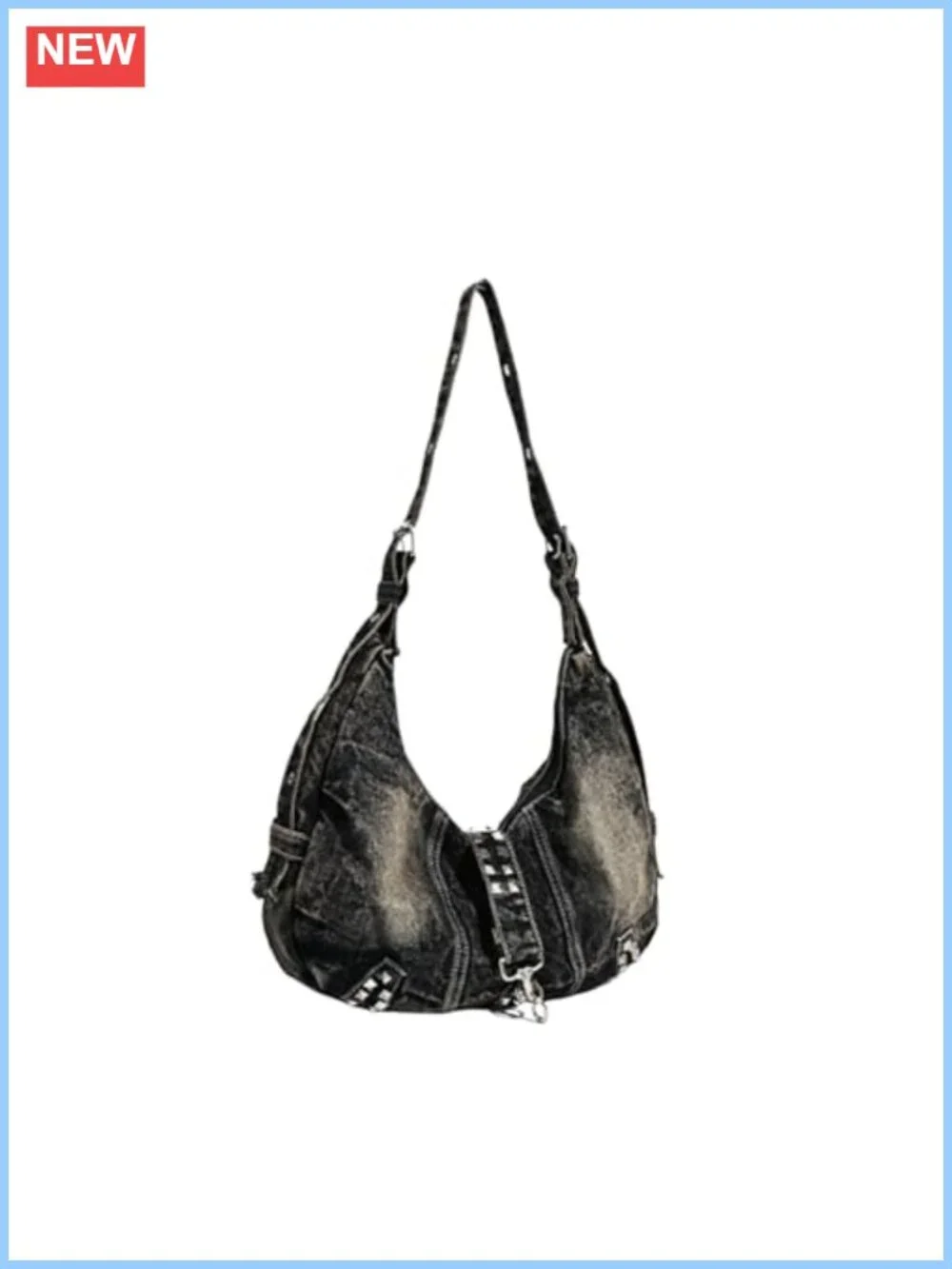 Denim Purse Soft Jean Handbag Crossbody Tote Hobo Shoulder Bag Y2K Zipper
